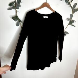 Black Long Sleeve V Neck Tunic Tee